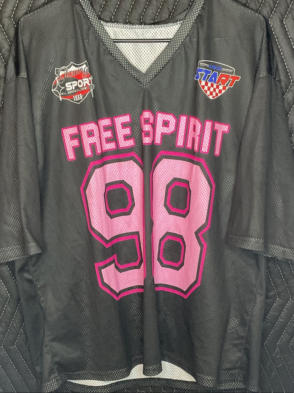 98 Mesh Jersey Top - Black with Pink Graphics